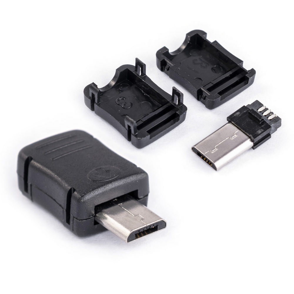 Micro USB тип B вилка, 5-контактів, із корпусом