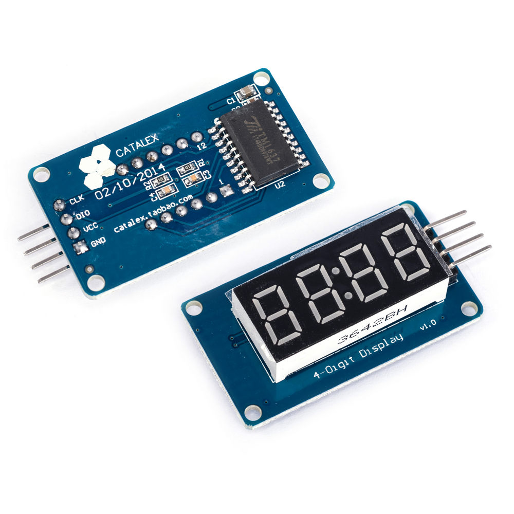 Модуль годинника для Arduino з семисегментним дисплеєм. Червоне світло. TM1637