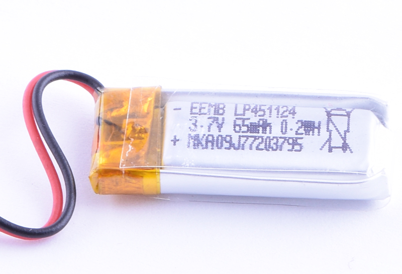 LiPo 65 mAh, 3,7V, 4,8x11,5x25мм (EEMB) акумулятор літій-полімерний LP451124-PCM-LD-A13040