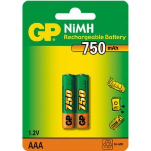 NiMH 750mAh, 1,2V, AAA GP Batteries, нікель-метал-гідридний акумулятор 75AAAHC-U2