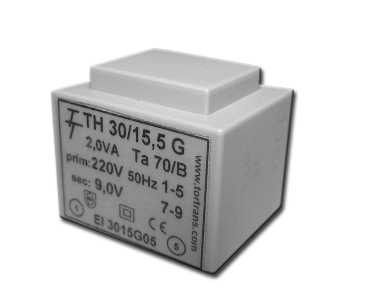 Трансформатор залитий 2VA, 9 V, TH30/15G 9V (код EI 3015G 05) Тортранс