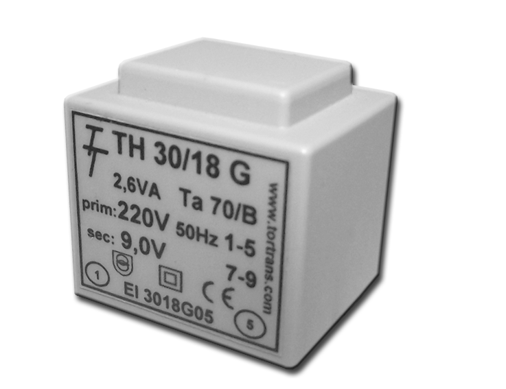 Трансформатор залитий 2,5VA, 6 V, TH30/18G 6V (код EI 3018G 03) Тортранс