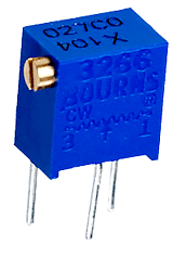 100 kOhm 3266X-1-103-Bourns (потенціометр настроювальний вивідний, регулювання збоку; 6,71х7,24х4,88мм)