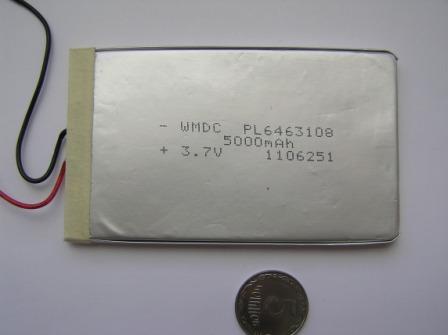 LiPo 5000 mAh, 3,7V, 6,5х63х108мм Wanmabattery акумулятор літій-полімерний PL6463108
