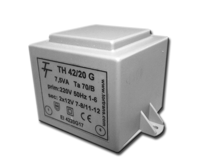 Трансформатор залитий 7,5VA, 2x9 V, TH42/20G 2*9V (код EI 4220G 15) Тортранс