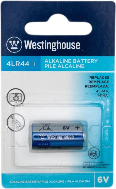 Батарейка 4LR44 лужна 6V 1шт. Westinghouse 4LR44-BP1