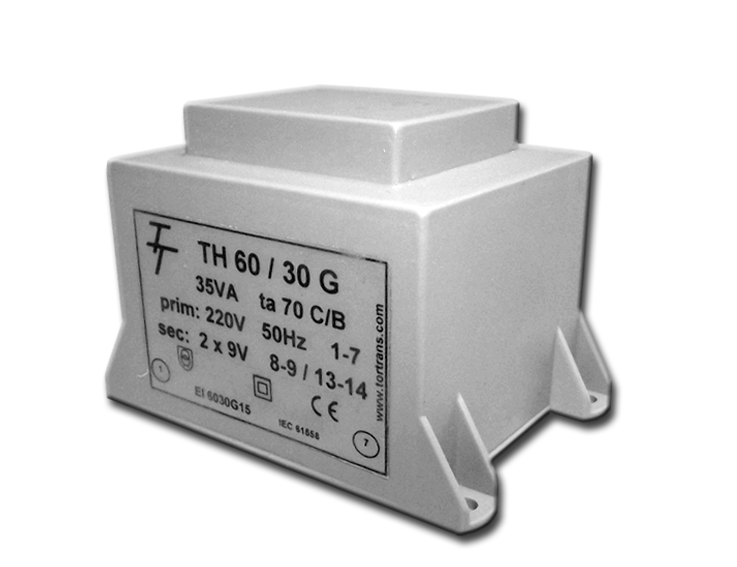Трансформатор залитий 35VA, 2х12 V, TH60/30G 2*12V (код EI 6030G 17) Тортранс