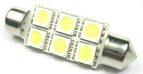 Лампа автомобільна під цоколь SV8.5 C5W. [white] 36mm BL2 - 6 світлодіодів