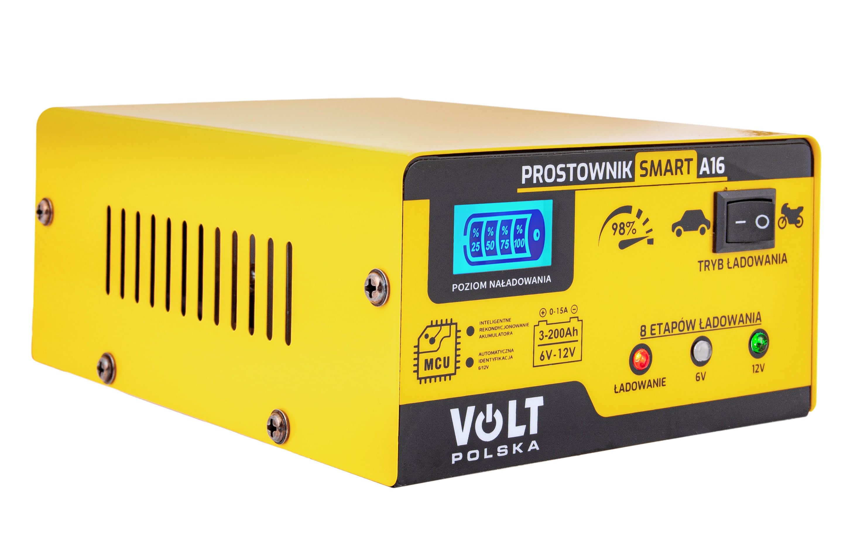 Зарядний пристрій для свинцево-кислотних акумуляторів 6V/12V 15A (6PRA12168C)(Smart A16) Volt Polska