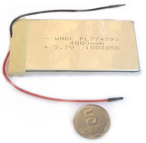 LiPo 4000 mAh, 3,7V, 7,9х48,5х96мм Wanmabattery акумулятор літій-полімерний PL774792