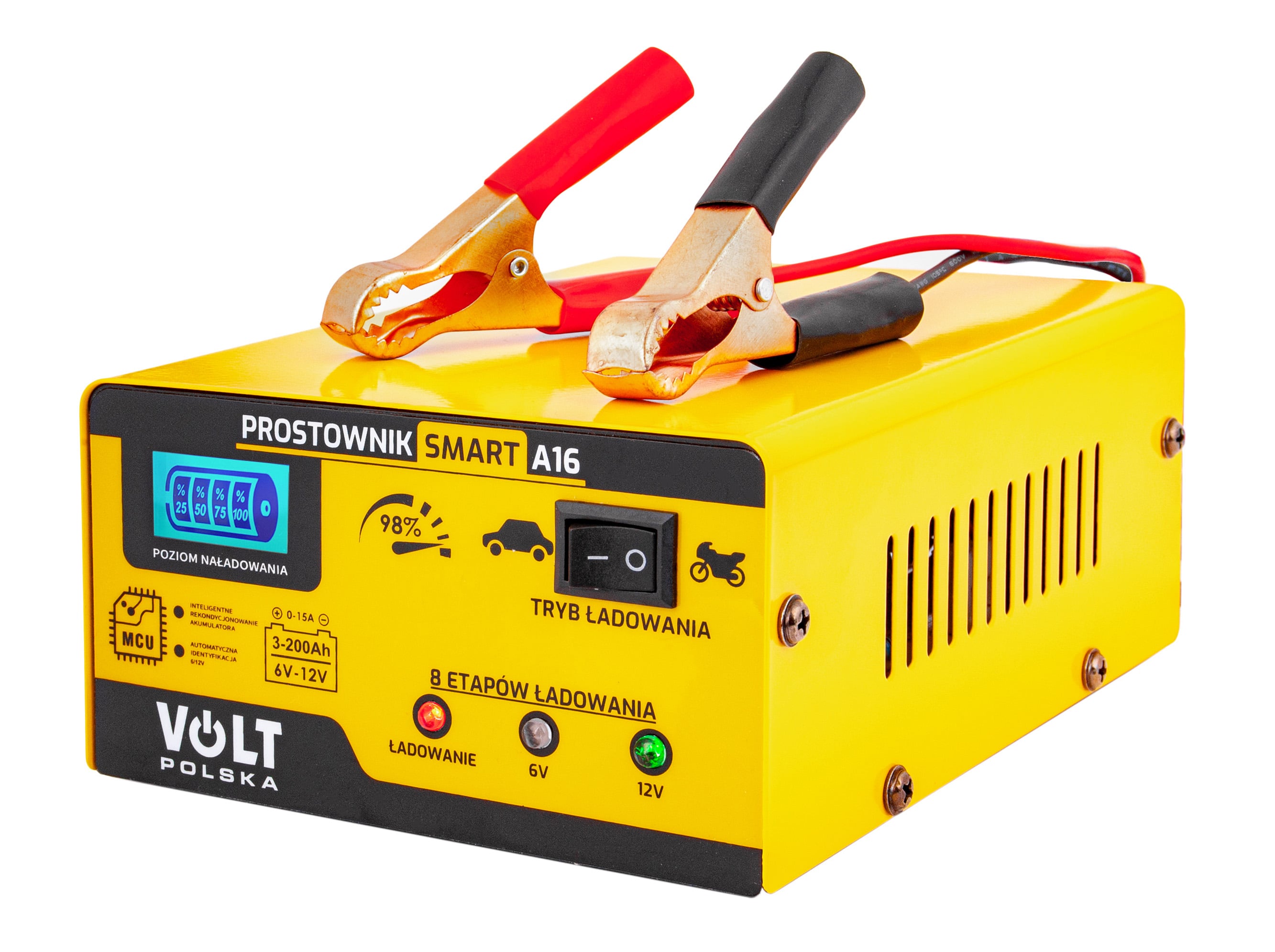 Зарядний пристрій для свинцево-кислотних акумуляторів 6V/12V 15A (6PRA12168C)(Smart A16) Volt Polska