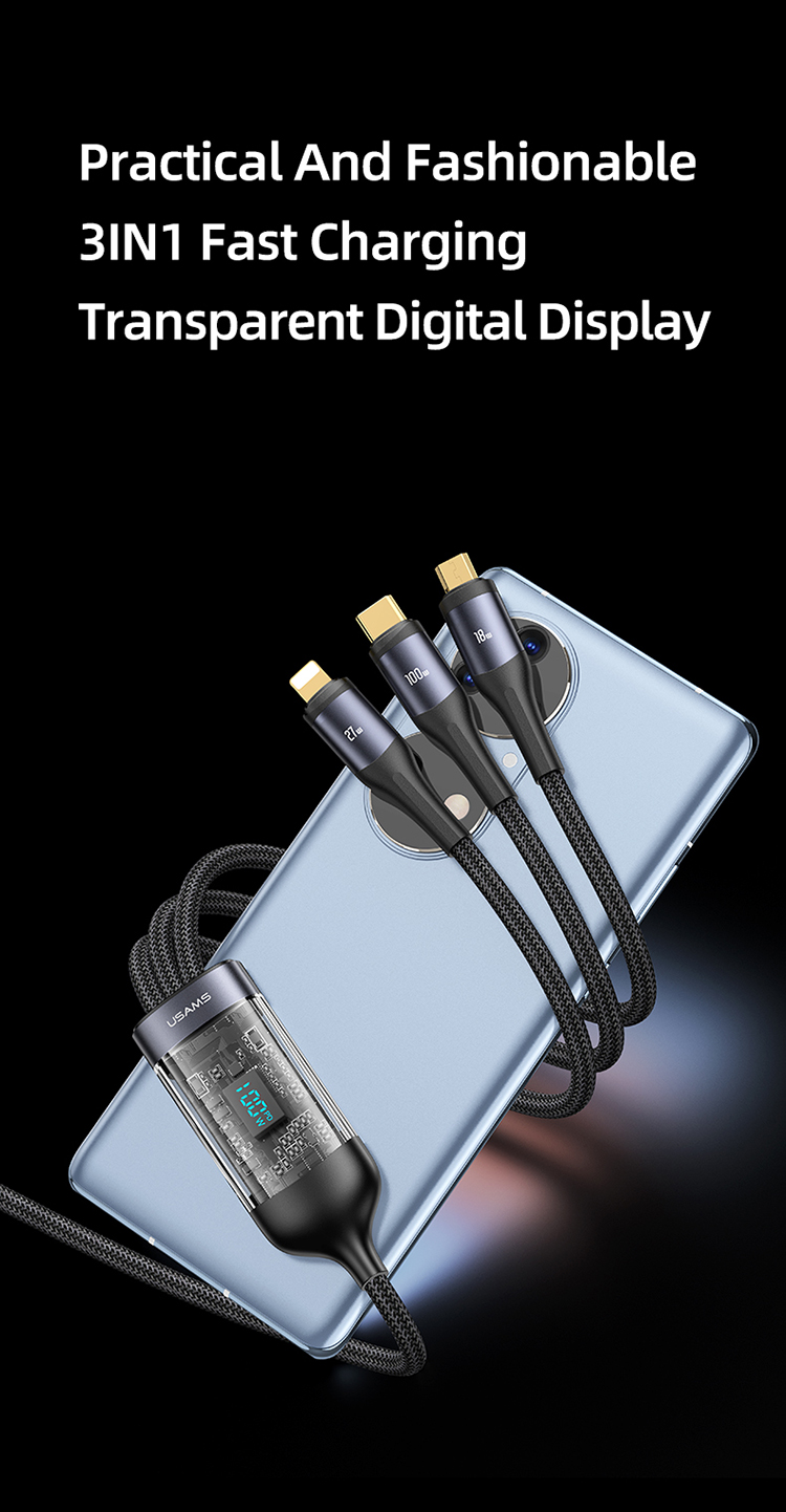 Кабель USB 100W U83 3IN1 екранований (SJ600USB01 – USAMS)