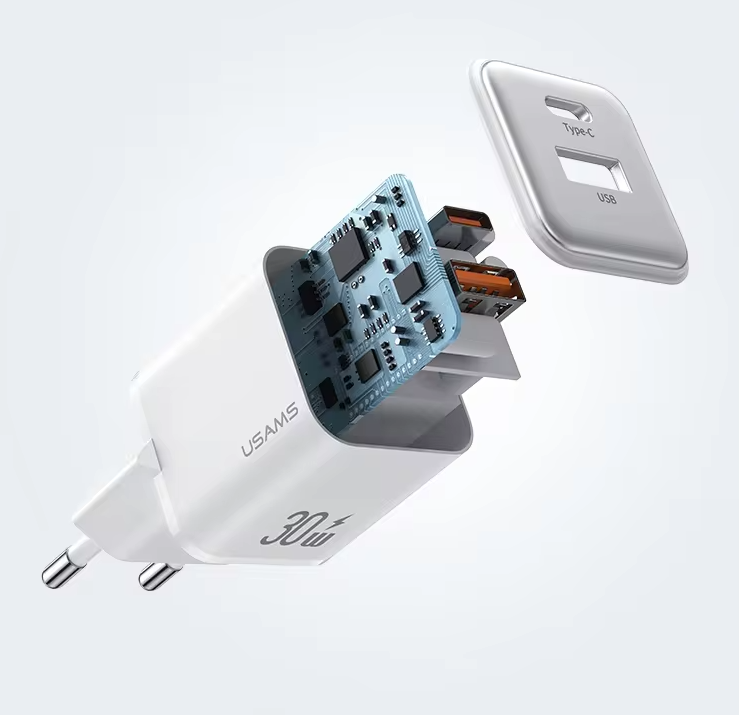 Зарядний пристрій білий US-CC189 PD30W+QC3.0 A+C Dual-port Fast Charger (white, EU)