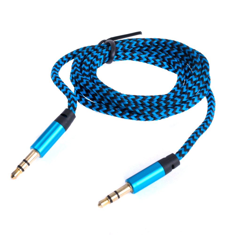 AUX кабель 1м 3конт (синій / чорний)