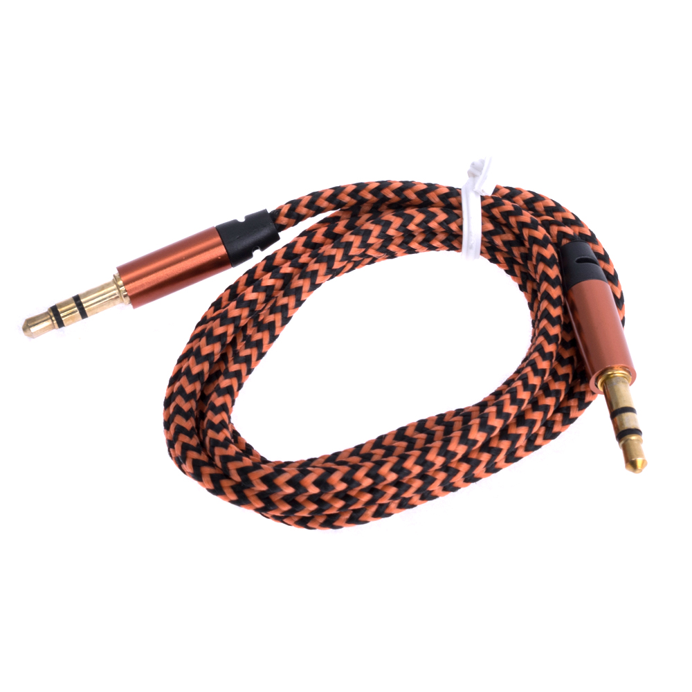 AUX кабель 1м 3конт (коричневий / чорний)