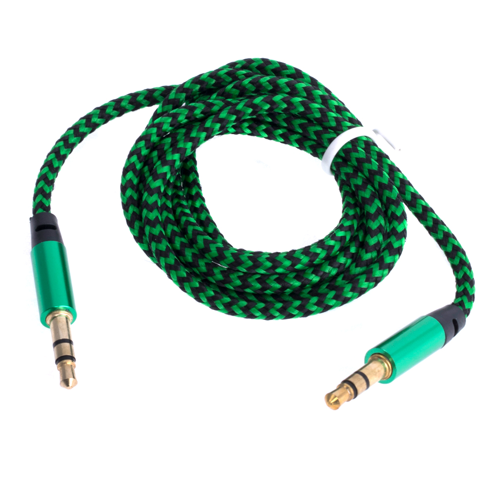 AUX кабель 1м 3конт (зелений / чорний)