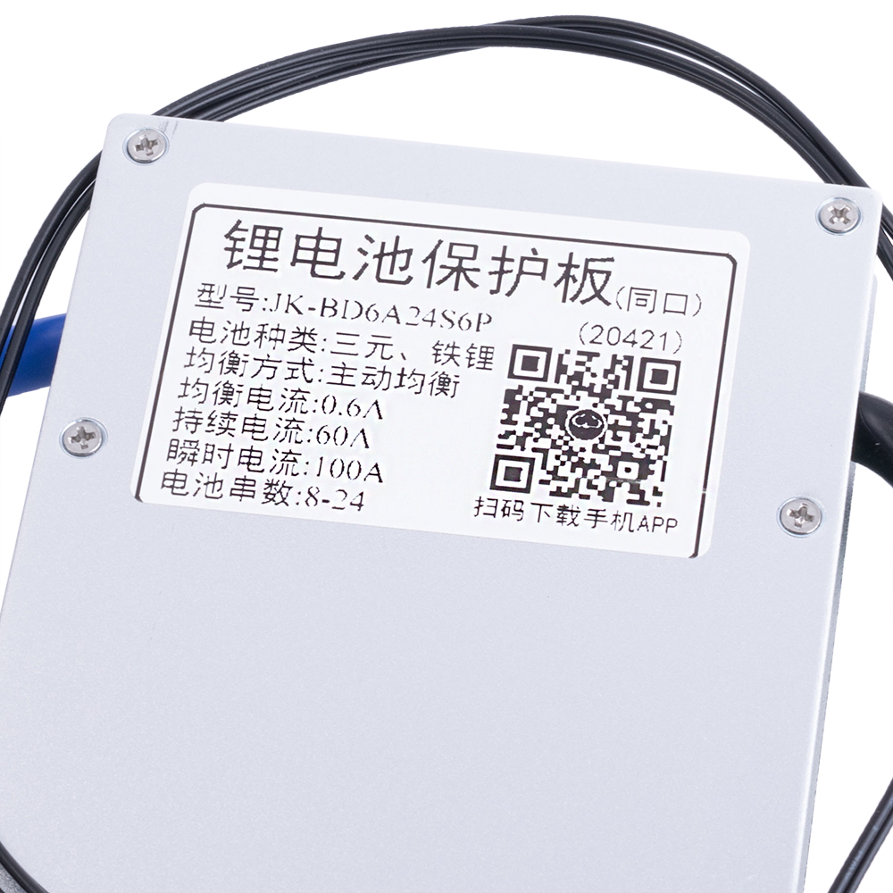 BMS JK-BD6A24S6P (Li-Ion/LiFePo4/LTO 8S-24S; Balancer 0.6A; Charge/Discharge: 60A; BT/RS485)