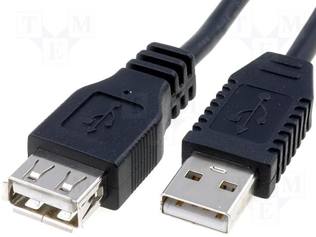 Кабель USBA-plug - USBA-jack довжина 3м, чорний (CAB-USB2AAF / 3) (CABLE-143 / 3HS)