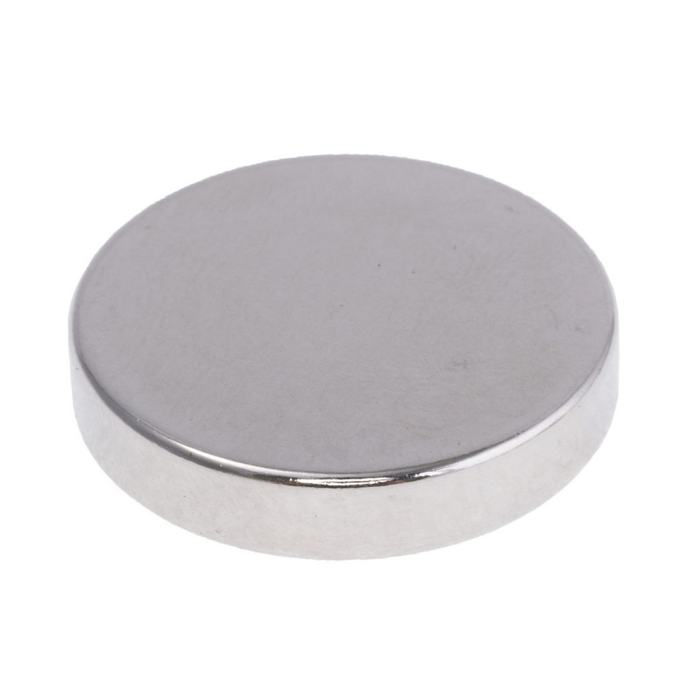 Магніт NdFeB, диск/циліндр D25 x 5 mm (N38), Ni + Cu + Ni (нікель)