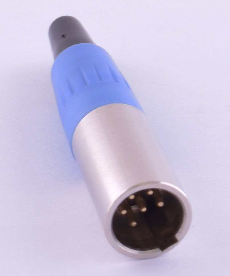 Штекер "тато" mini xlr 6P, на кабель, синій (GT3-1402-6P-BL)