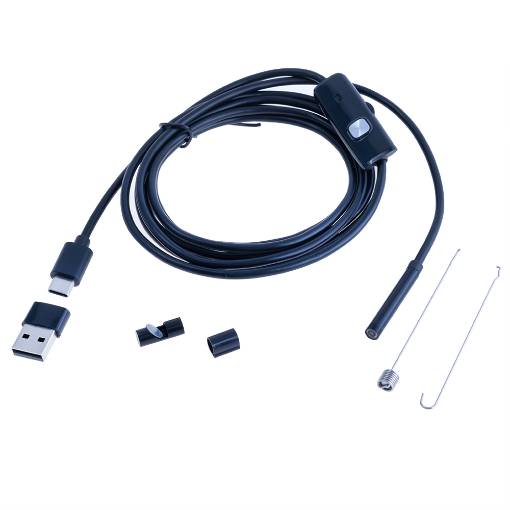 Ендоскоп 5.5mm/2m USB-typeC/USB-A для android (arduino) з підсвічуванням 6 leds