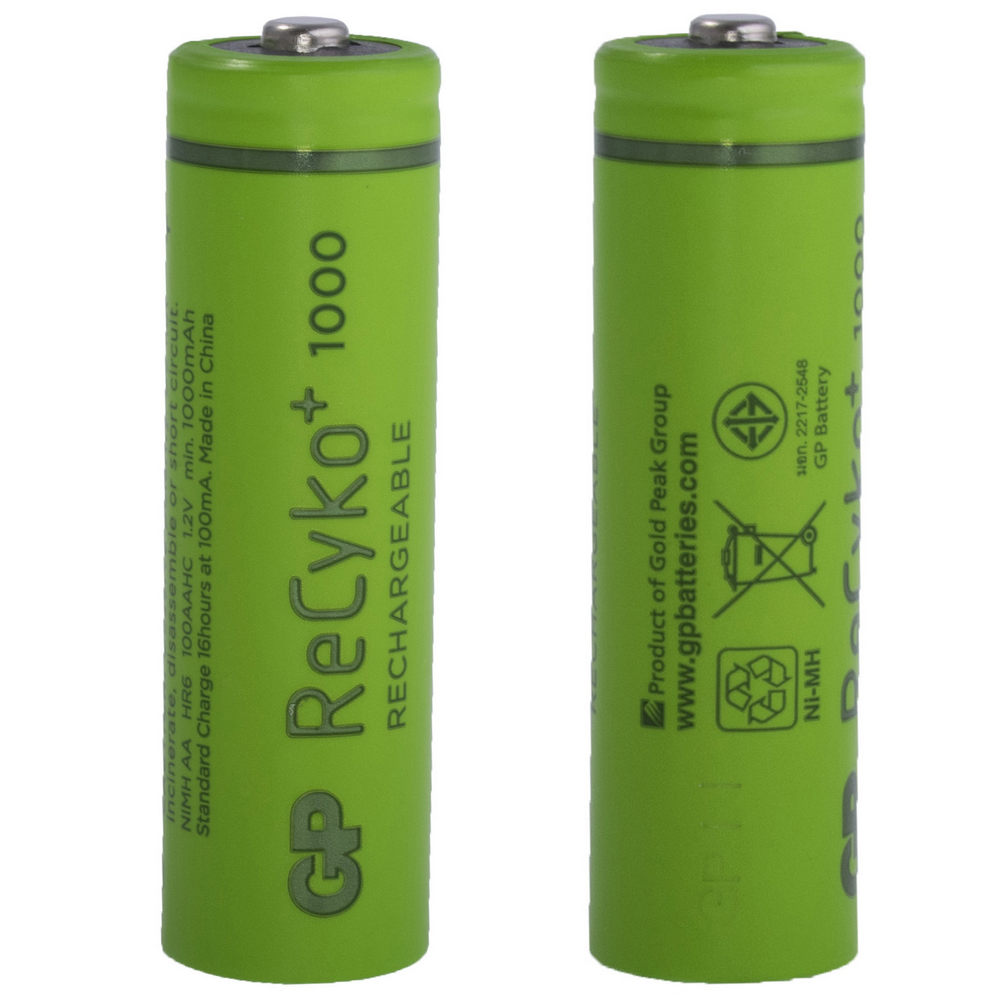 NiMH 1000mAh, 1,2V, AA GP Batteries, нікель-метал-гідридний акумулятор GP100AAHCE-2GBE4 ReCyko