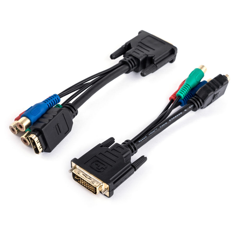 Перехідник DVI (24 + 5) male to HDMI a female + 3RCA female cable Gold (GT3-1254)