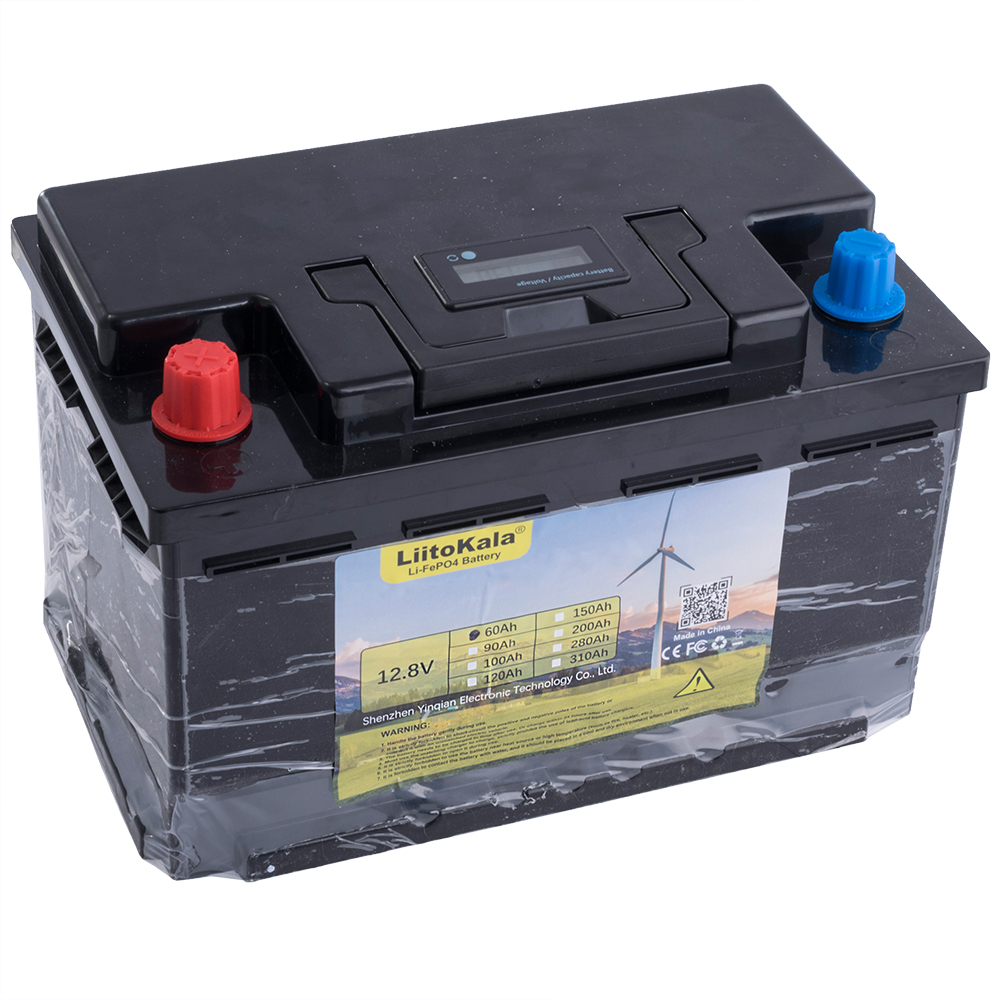 LiFePO4 60Ah, 12,8 V, 280x170x170mm з індикатором LiitoKala акумулятор літій-залізо-фосфатний