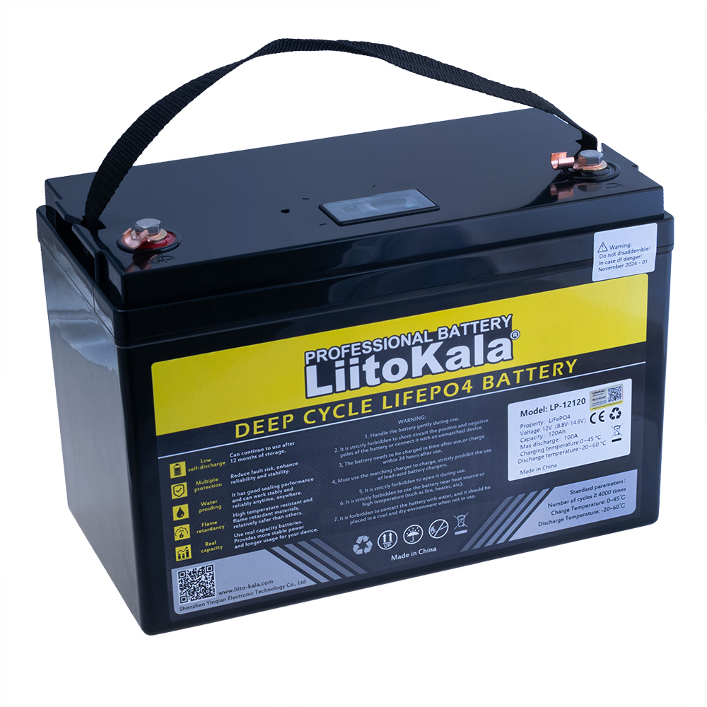 LiFePO4 120Ah, 12,8 V, 325x170x215mm з індикатором LiitoKala акумулятор літій-залізо-фосфатний