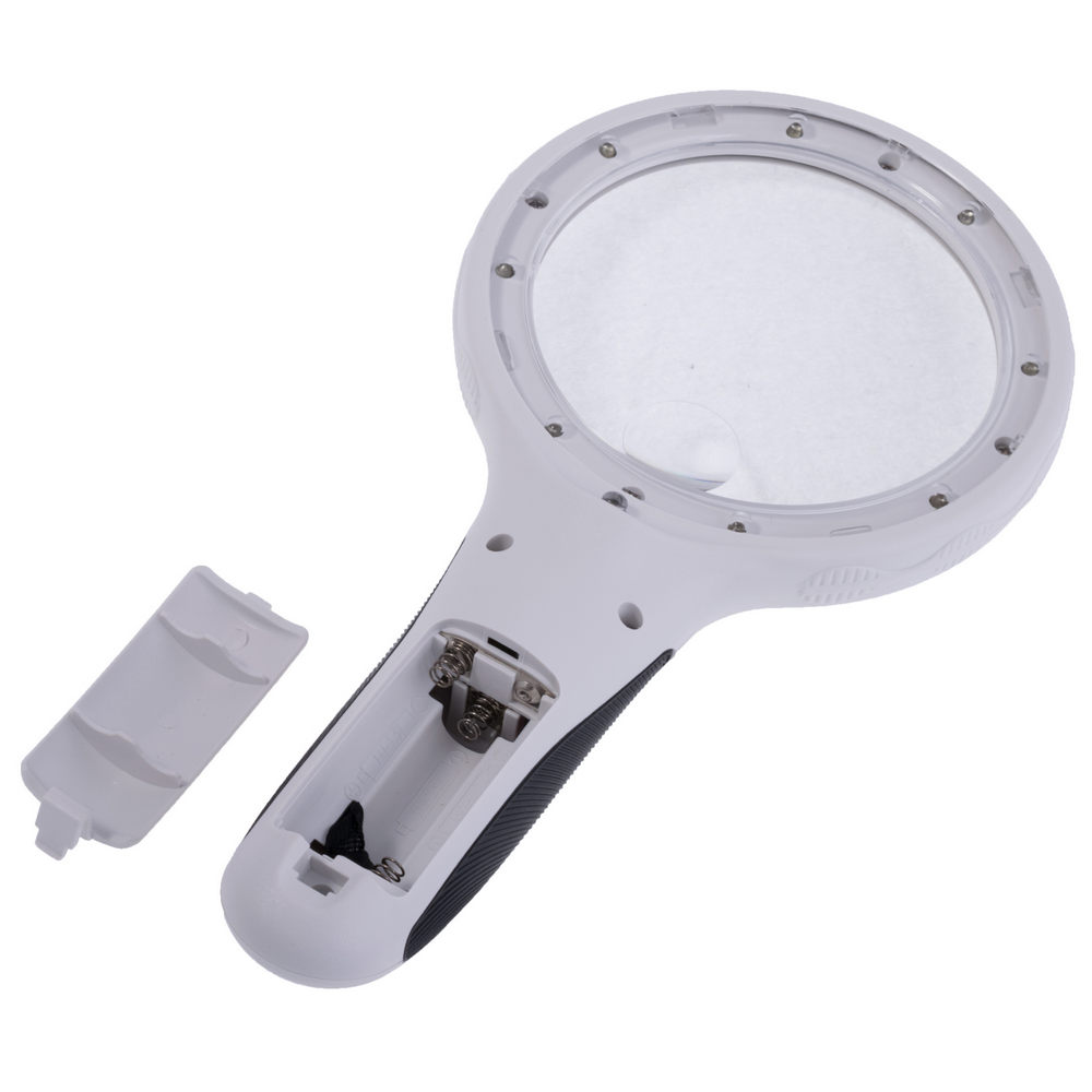 Лупа ручна з LED підсвічуванням і ультрафіолетом, 2,5X збільшення, діаметр - 90 мм, Magnifier 9588