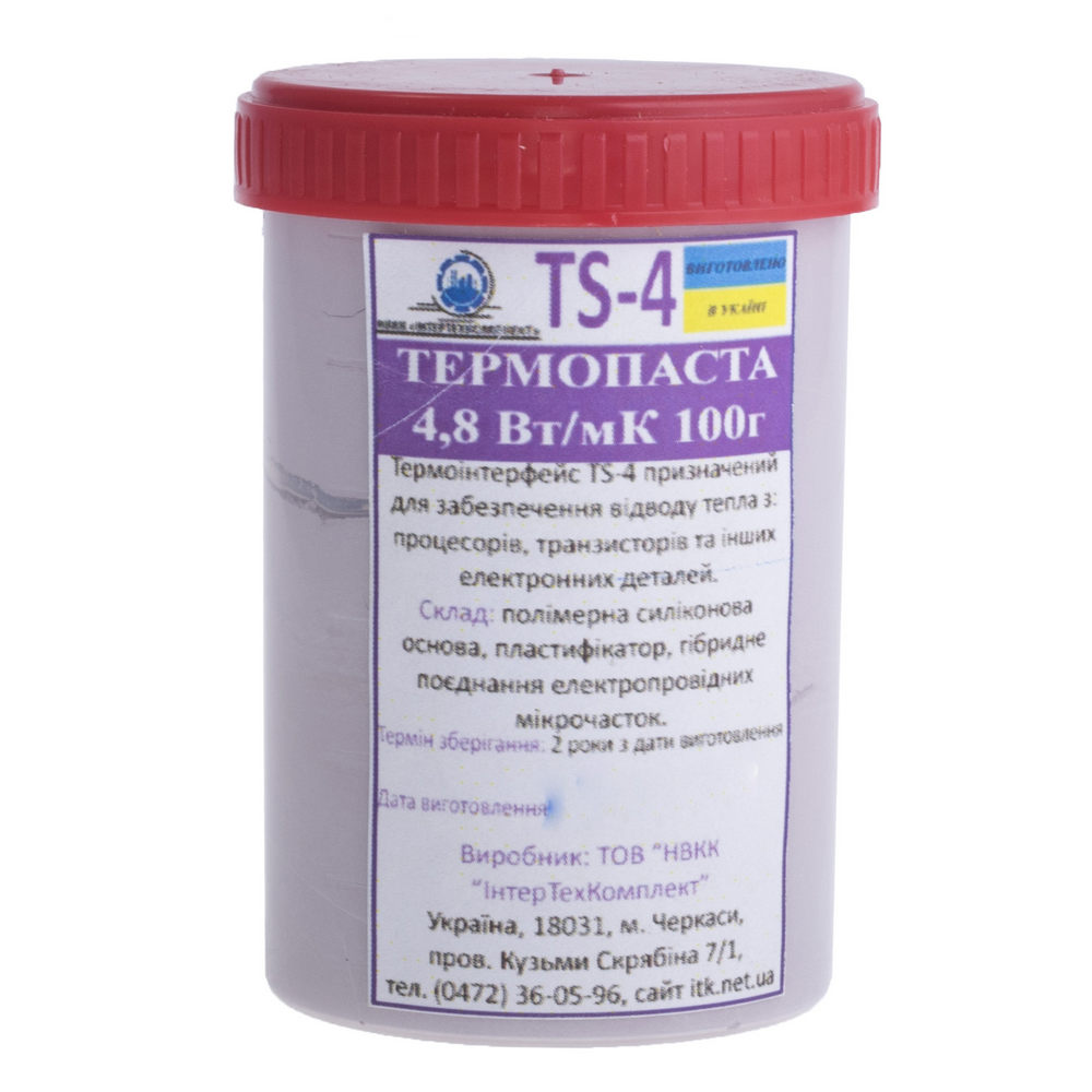 Термопаста невисихаюча TS-4 (4,8 Вт/м · К), 100г, банку
