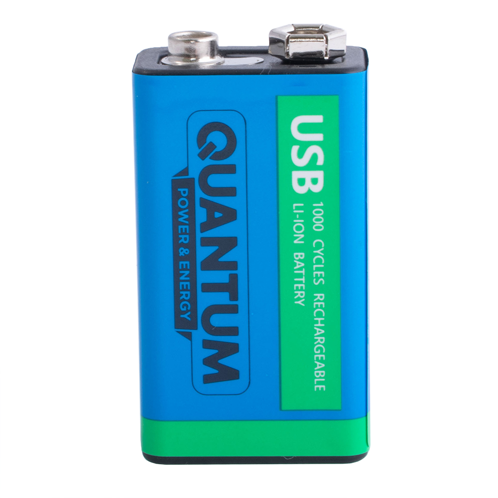 Li-Ion 600mAh, 9V, "Крона" Quantum літій-іонний акумулятор USB type-C USB-C/Li-ionCR9V-600-PB2