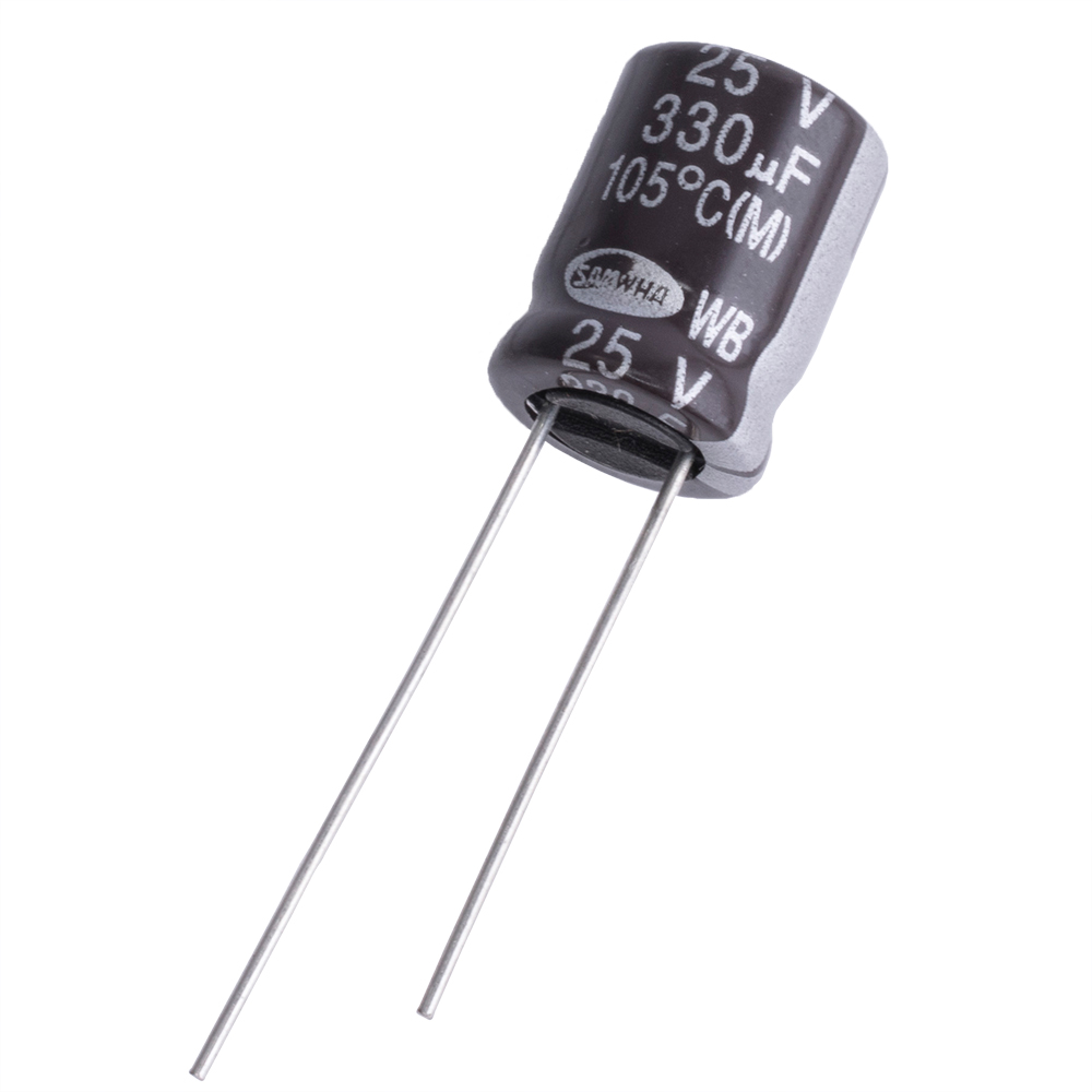330uF 25V WB 10x12mm 105°C (WB1E337M1012MPA259-Samwha) (електролітичний конденсатор)