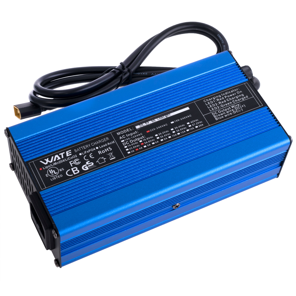 Зарядное устройство 54.6V / 4A для Li-Ion аккумуляторов 13S (WATE-5404S, Wate)